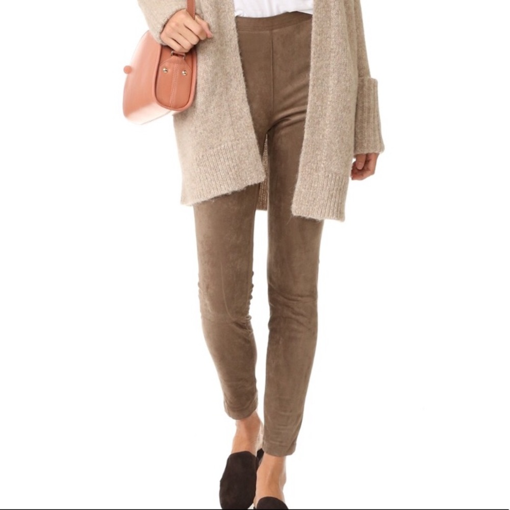 BB Dakota Olive Brown Suede-Look Leggings